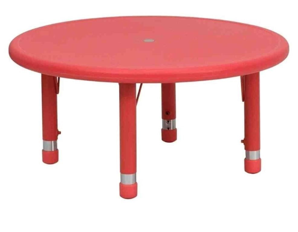 Height Adjustable Red Table Leg Only, 13" To 23"
