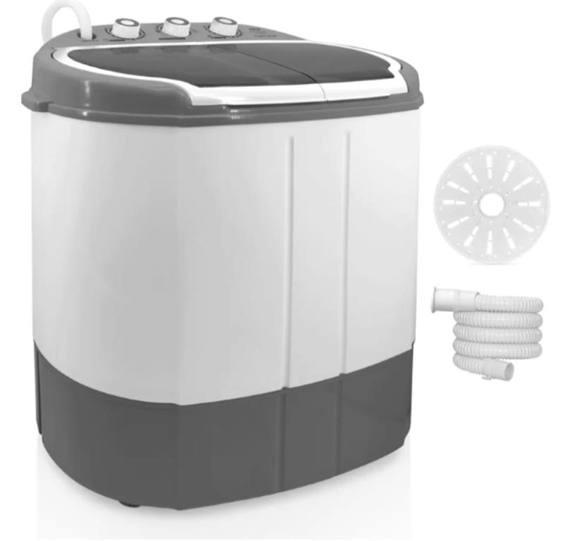 Pure Clean 2-in-1 Portable Washer & Dryer Combo, Compact Mini Washing Machine with Twin Tubs & Spin Cycle, 7.7 lbs Capacity, 110V Ideal for Apartments, Dorms, RVs & Small Laundry Loads PUCWM23