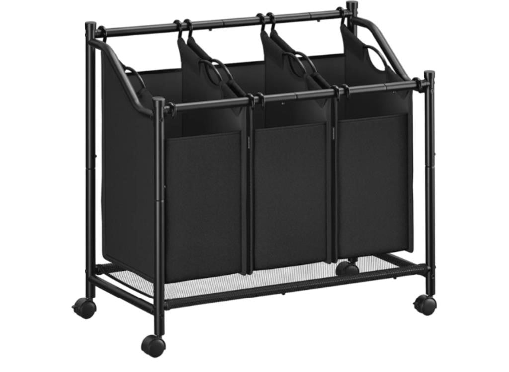 SONGMICS Laundry Sorter, Rolling Laundry Basket with 3 Removable Bags