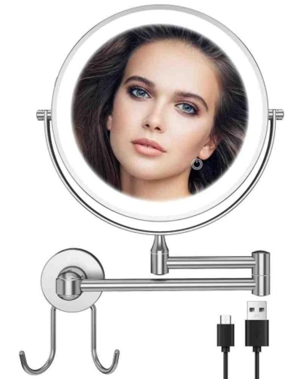 Wall Mounted Makeup Mirror with Lighting, 8 In