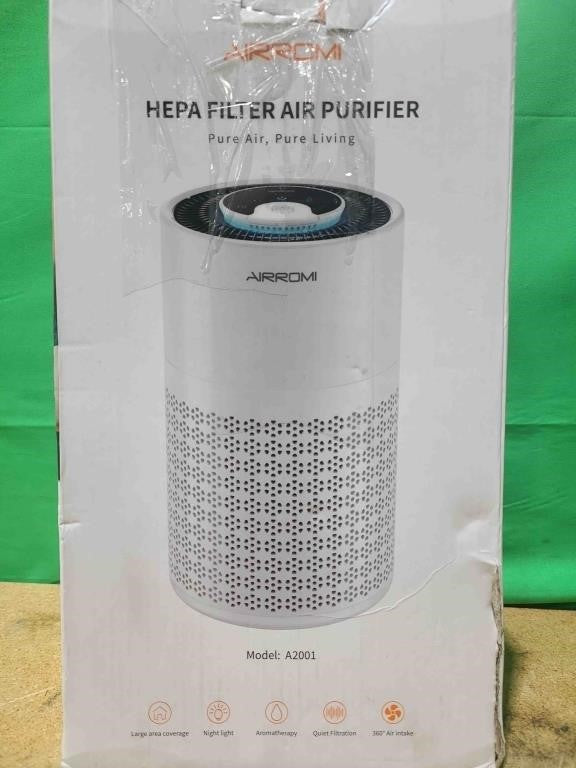 AIRROMI Air Purifier for Bedroom with HEPA 3-in-1 Filter, Pet Air Purifier for Home Cat Pee Smell, Covers Upto 990 Ft², Quiet 360°intake Air Cleaner for pet hair,allergies,pollen,Smoke, A2001 White