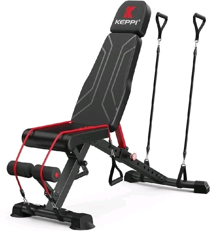 Keppi Adjustable Foldable Workout Bench Press for Full Body Strength Training, Incline & Decline Bench with Fast Folding