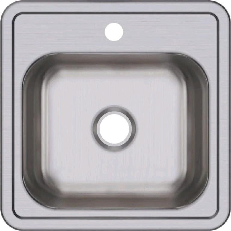 Dayton, 15" x 15" Stainless Steel Single-Hole