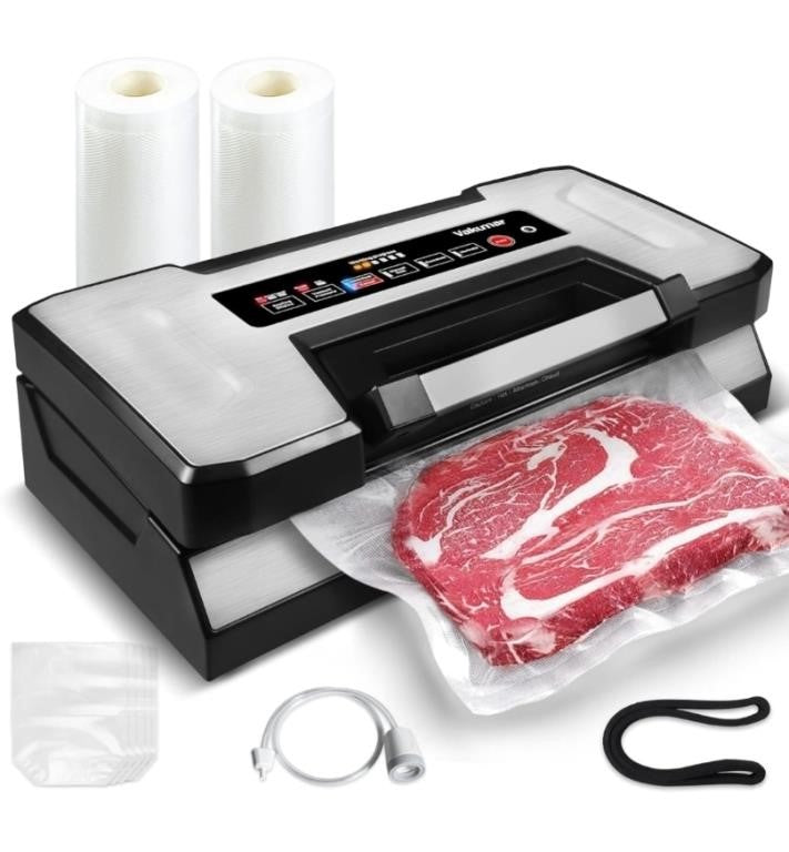 Vakumar Liquid Vacuum Sealer Machine, 90Kpa Vacuum Sealer Machine Preservation Dry/Moist/Liquid Modes, LED Indicator Light, Handle Locked Design, Built-in Cutter and Bag Storage, Removable Drip Tray Model VH5186
