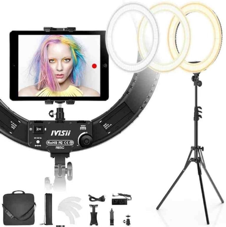19 inch Ring Light with Stand and Phone H