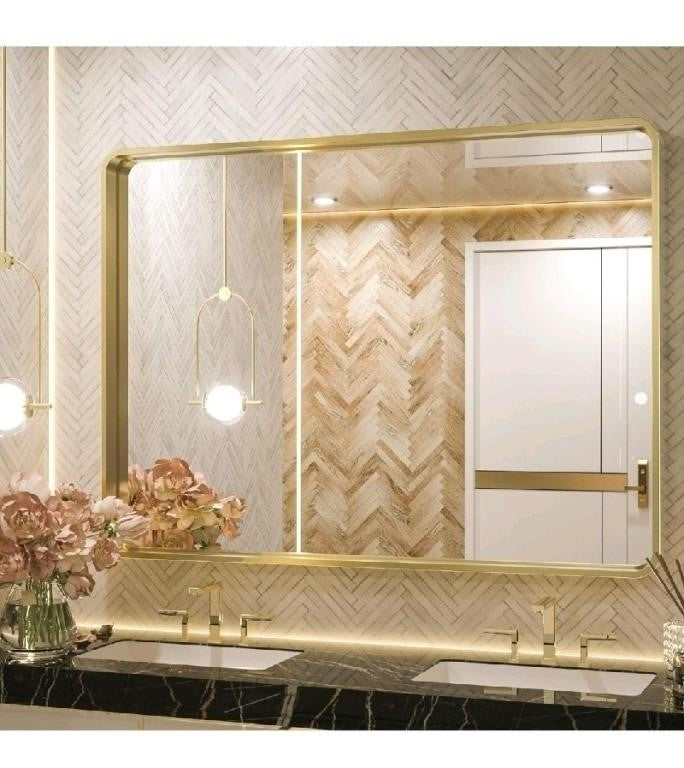 TETOTE 40x30 Inch Gold Bathroom Mirror