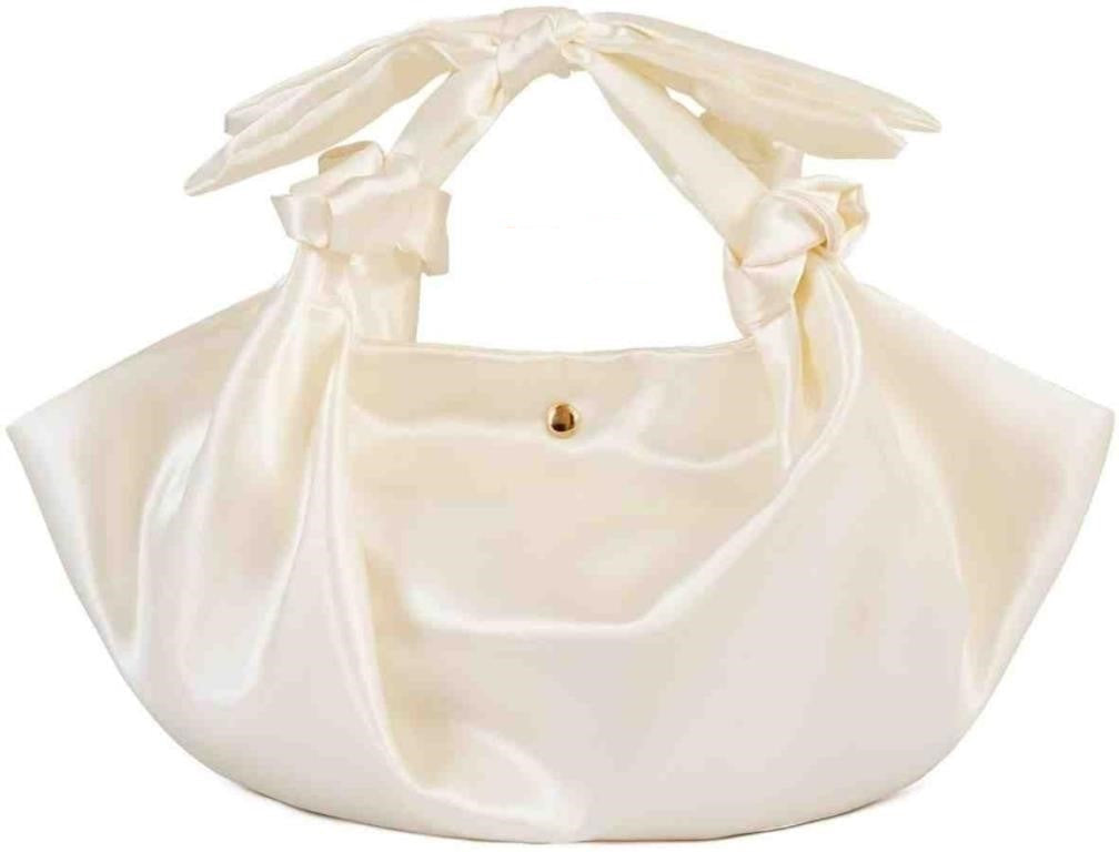 Satin Clutch Purse with Knots,adjustable Silk Top-handle Knots Evening Bag for Women Wedding Party Pure handmade Handbag