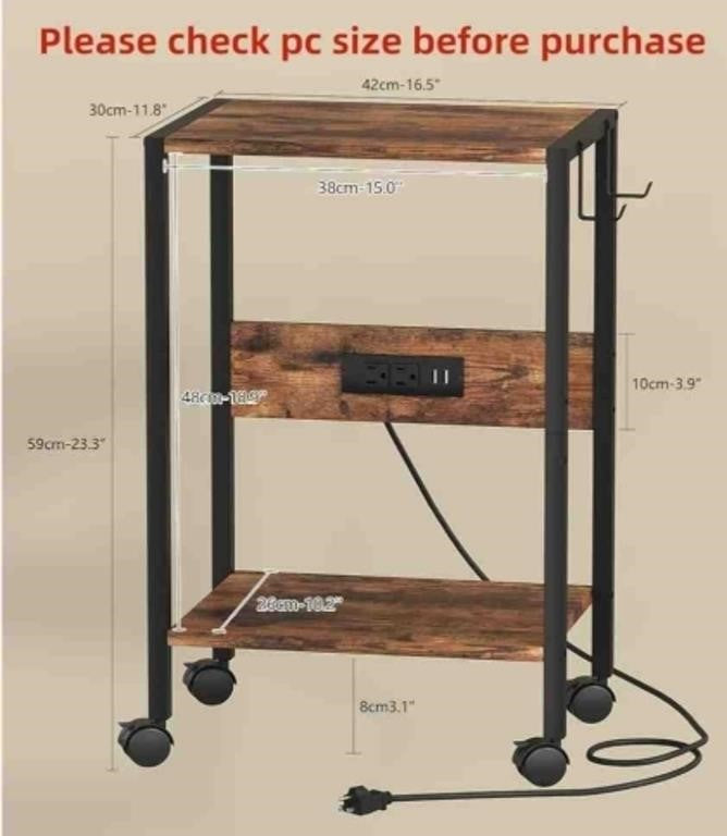 Akxomel 16.5" W Computer Tower Stand with Charging