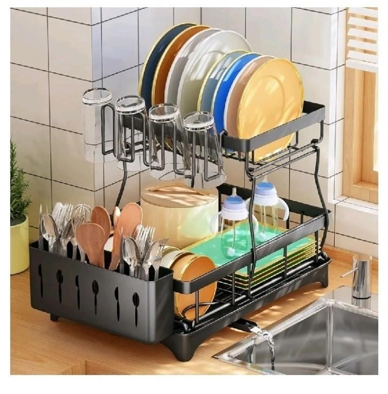 Godboat Dish Drying Rack with Drainboard
