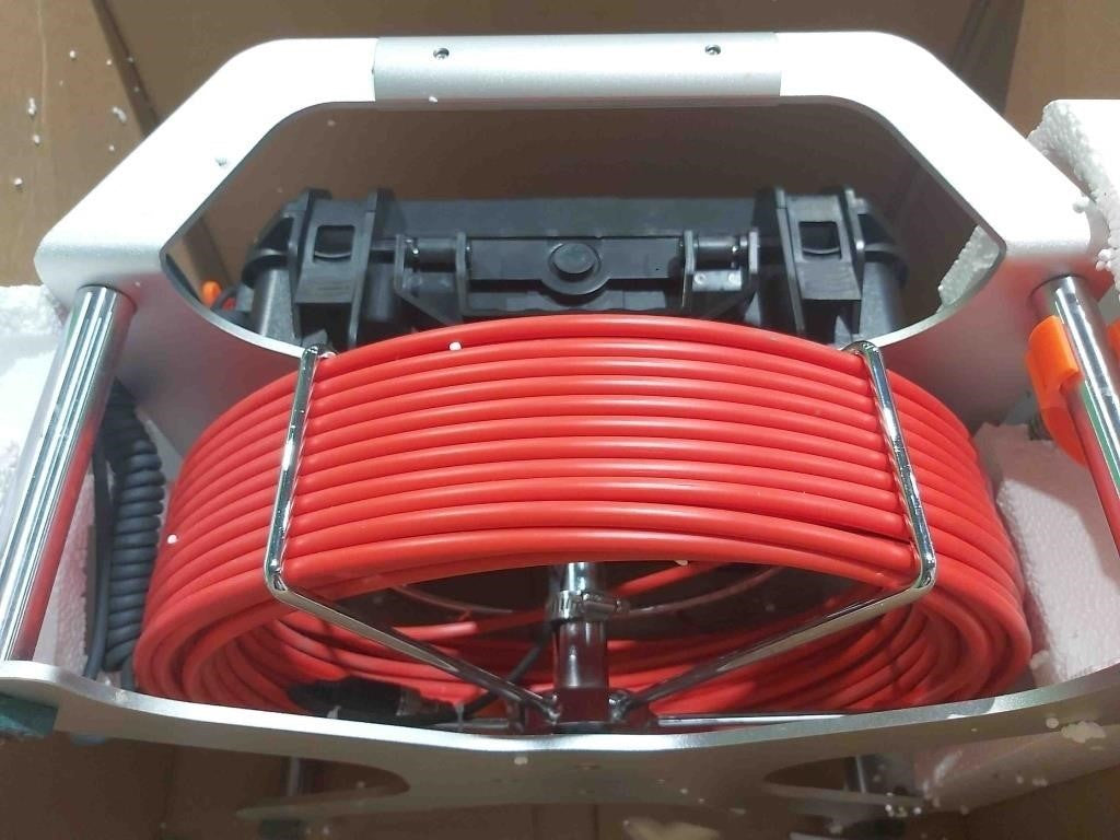 Sanyipace Sewer Camera – 7mm Stiff Cable Self-Leveling Drain Camera with 512Hz Transmitter, 10-inch Touch Screen, Wireless Keyboard, 1080P HD Inspection Camera for Plumbing, Ducts, Pipes (165FT/50M)