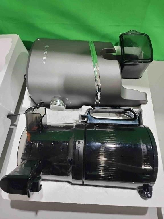 MZCHEF Cold Press Juicer, 5.8" Self-Feeding Juicer Machines for Whole Vegetable & Fruit, Masticating Juice Easy to Clean, High Juice Yield, Large Auger, Triple Strainers - Gray -