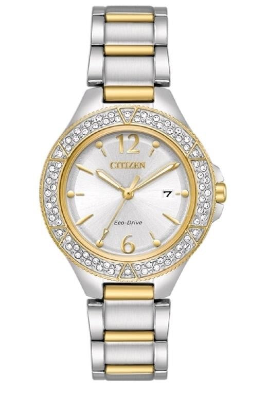 Citizen Eco Drive Silhouette Crystal 31mm Women's Watch, Silver/Gold, #FE1164-53A