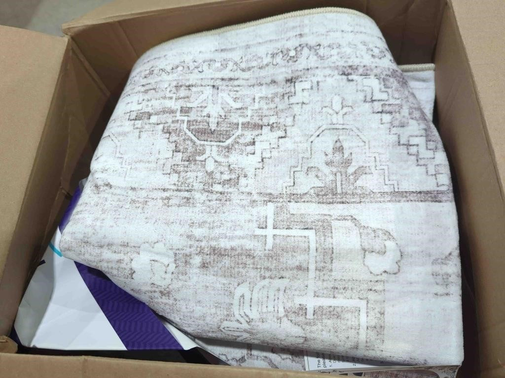 Area Rug 5x8 Vintage Boho Rug for Living Room Washable Bohemian Vintage Tribal Non Slip Low Pile Faux Wool Floor Carpet 5x8ft Rug for Bedroom Dining Room Office, Beige