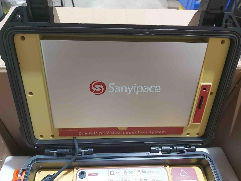 Sanyipace Sewer Camera – 7mm Stiff Cable Self-Leveling Drain Camera with 512Hz Transmitter, 10-inch Touch Screen, Wireless Keyboard, 1080P HD Inspection Camera for Plumbing, Ducts, Pipes (165FT/50M)