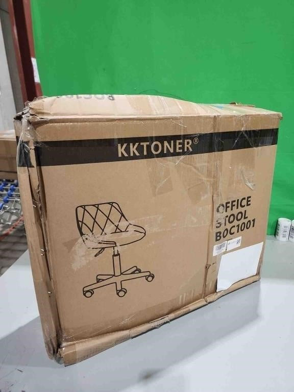 KKTONER Mid Back PU Leather Height Adjustable Stool Swivel Modern Task Chair Computer Office Home Vanity Chair with Wheels, Black