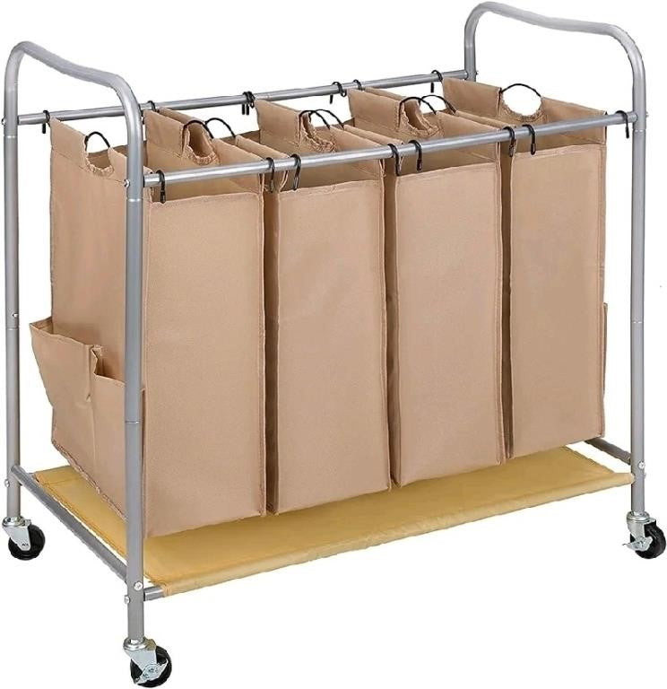 JINAMART Laundry Sorter Basket With Rolling Cart