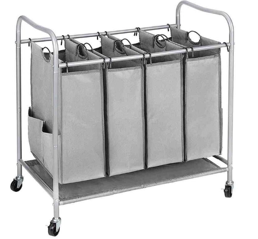 JINAMART Laundry Sorter Basket With Rolling Cart