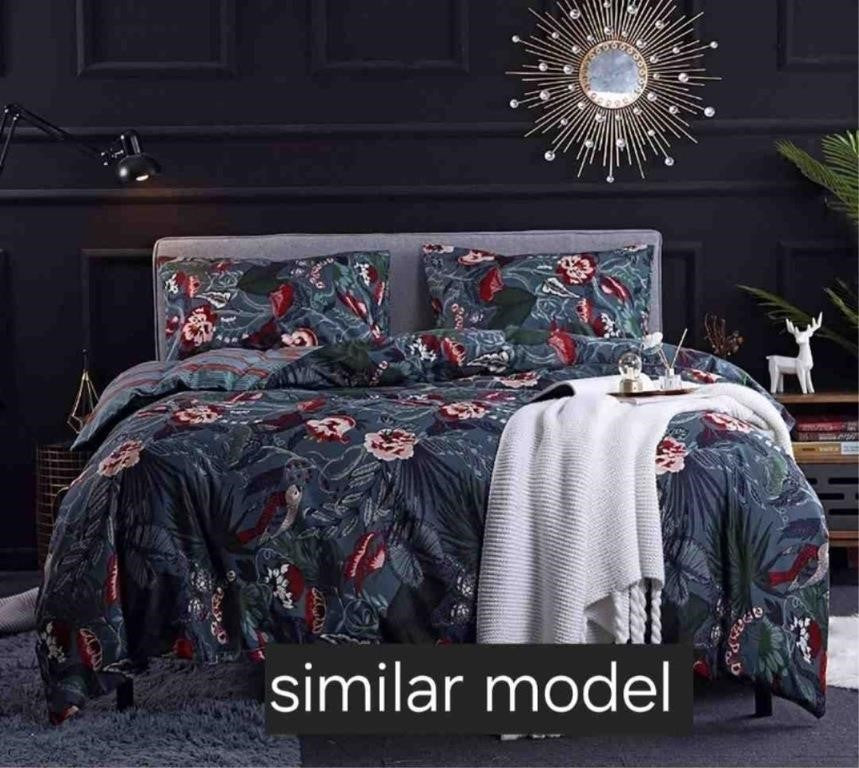 New Black Floral Duvet Cover Set King 3 Pieces Sof