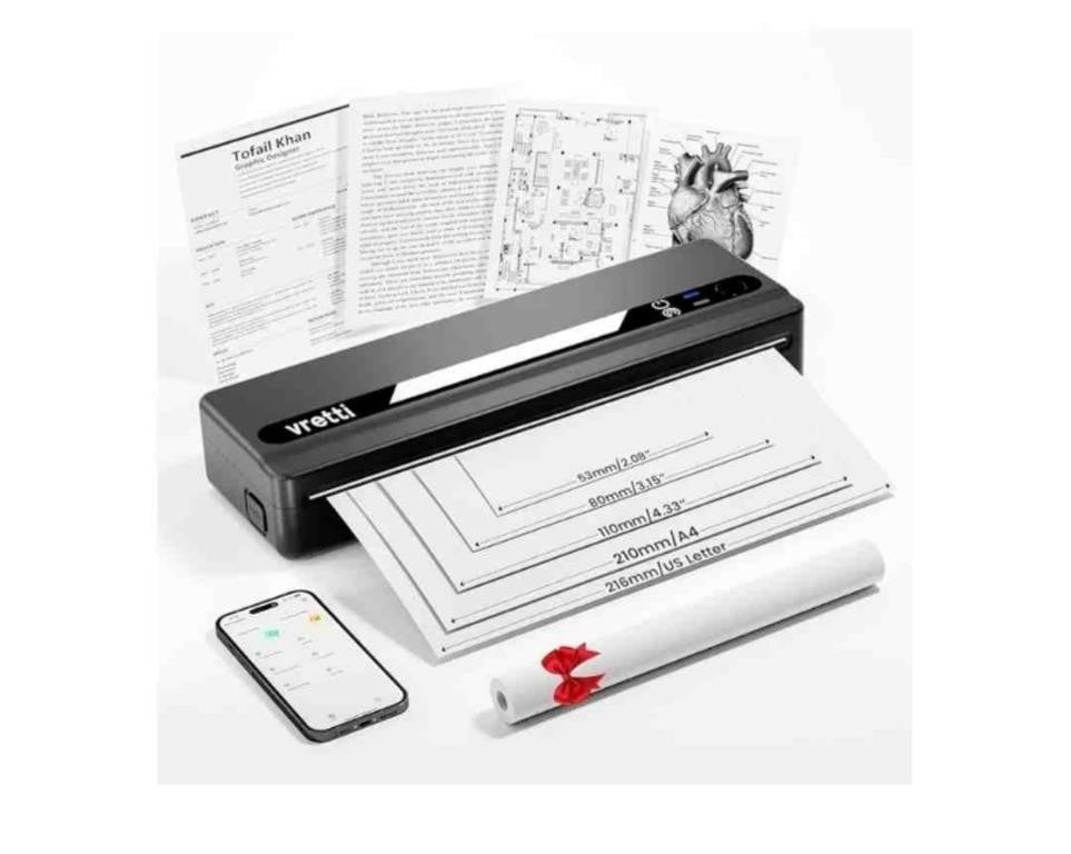 Vretti Portable Thermal Printer, PB821 Wireless Bluetooth Printer