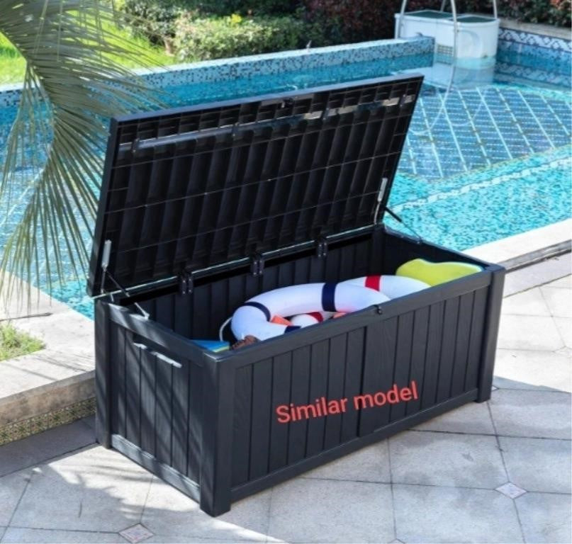 Outdoor Storage Box, 120 Gallon Waterproof Deck Box (Light Gray) 68"×31".