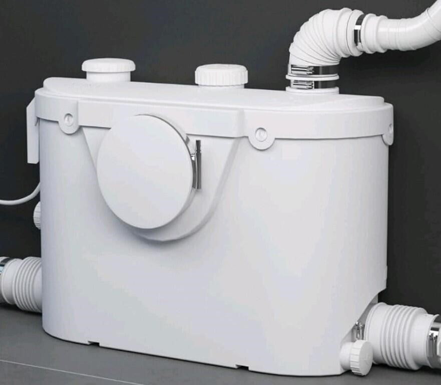 Macerator Pump for Upflush Toilet, 4 Connections for Full Bathroom, Sink, Kitchen, Vertical lift to 23ft, low noise, #FLOLUXURY-500W