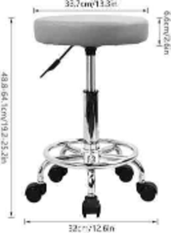 KKTONER PU Leather Round Rolling Stool with Foot Rest Swivel Height Adjustment Spa Drafting Salon Tattoo Work Office Massage Stools Task Chair (Grey)