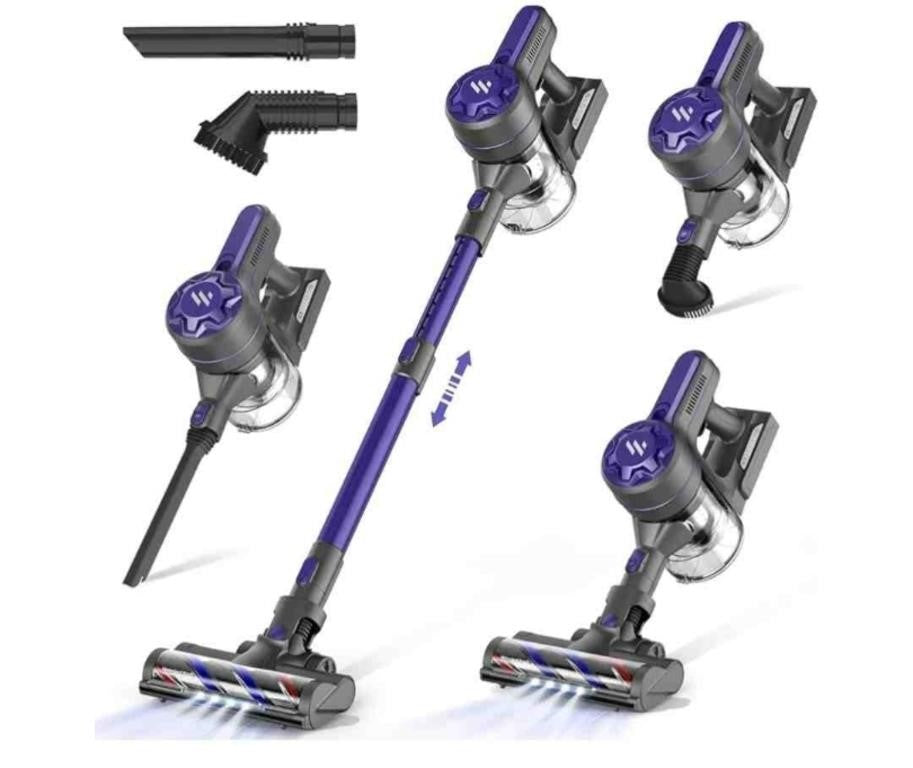ZOKERLIFE Cordless Vacuum Cleaner, 4-in-1 Lightweight Stick Vacuum Cleaner, Rechargeable Vacuum Cleaner with LED Headlights, Portable Handheld Vacuum for Home Kitchen Hard Floor Pet Hair Cleaning
