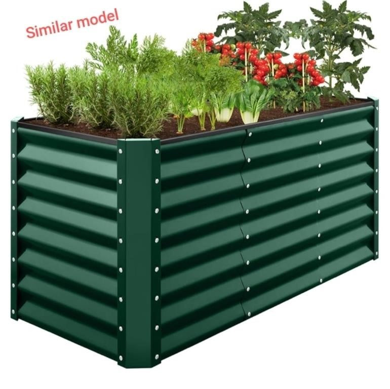 Steel Raised Garden Bed for Outdoor Use, Green, 45"×18"