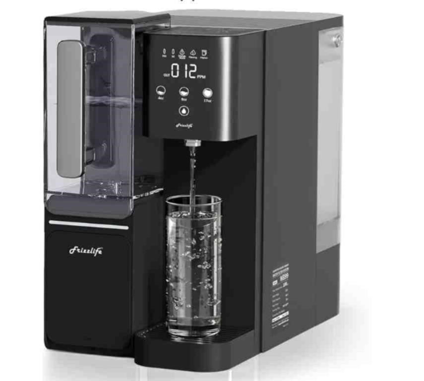 Frizzlife Countertop Reverse Osmosis System, Alkaline RO Water Filter with Portable Water Pitcher, NSF/ANSI 58 Certified Elements, 3.5:1 Pure to Drain, No Installation, Black -