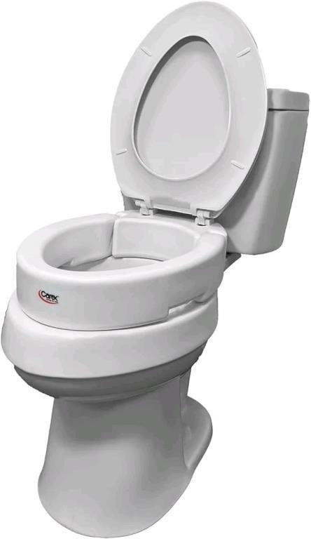 Carex Elongated Hinged Raised Toilet Seat, Add