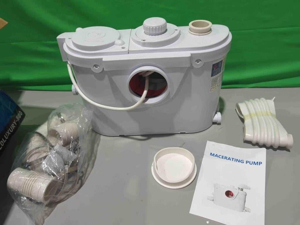 Macerator Pump for Upflush Toilet, 4 Connections for Full Bathroom, Sink, Kitchen, Vertical lift to 23ft, low noise, #FLOLUXURY-500W