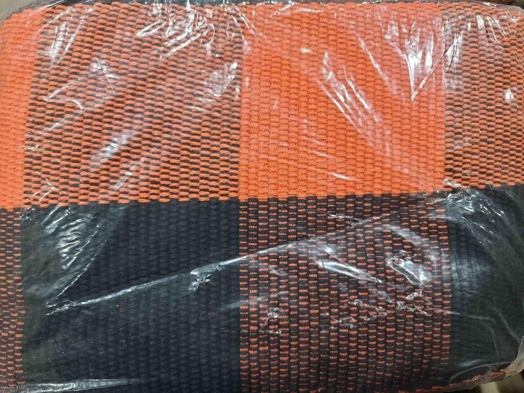 Bedkiss Orange and Black Plaid Rug Indoor Ou