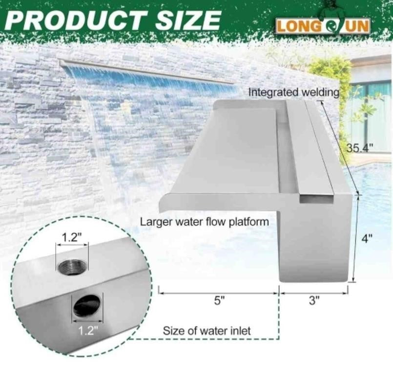 LONGRUN Stainless Steel Waterfall Spillway,