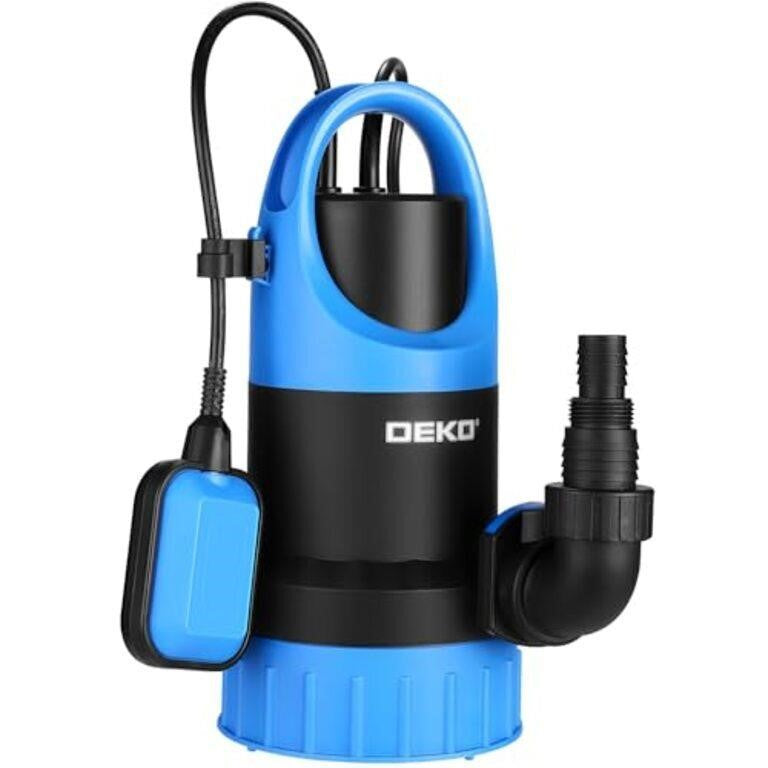 Sump Pump Submersible Water Pump : DEKOPRO 1HP Thermoplastic Portable Utility Pump with Float Switch 4500 GPH High Flow Water Removal for Swimming Pool Garden Pond Basement with 19.7ft Long Power Cord, Blue/ Black