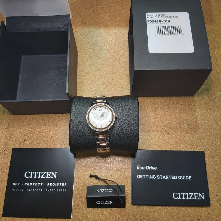 Citizen Eco-Drive round two-tone pink gold-tone st