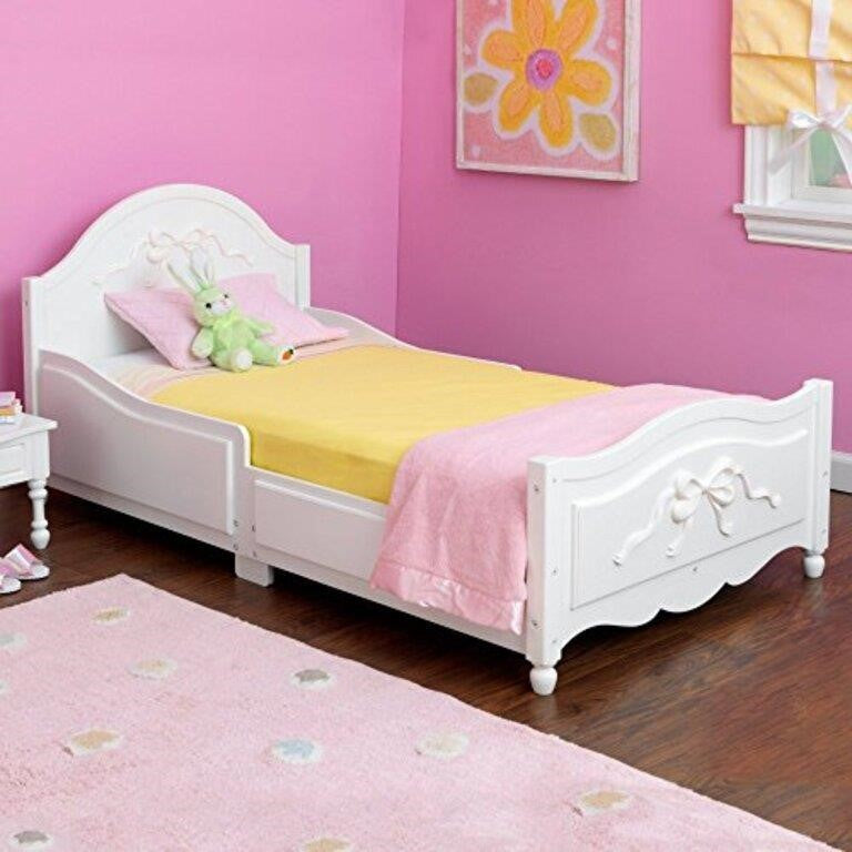 Tiffany Style Kid's Toddler Cot Bed Frame, Whi