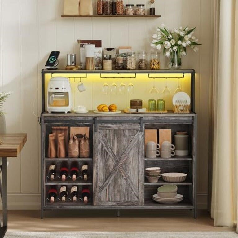 VASAGLE Coffee Bar Cabinet, Maple Gray ULSC201G01