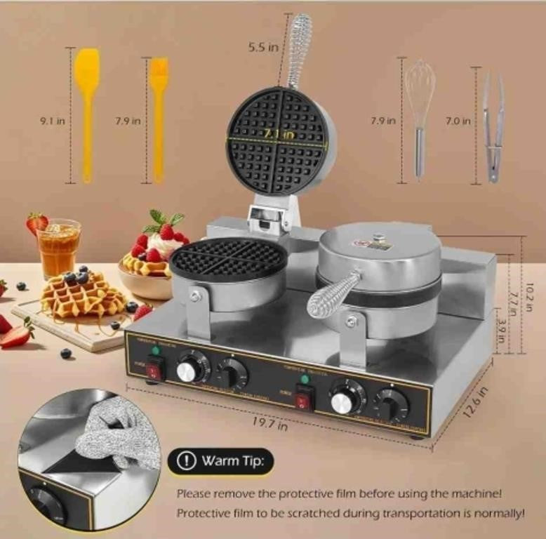Dyna-Living Waffle Maker 2400W Double Waffle Iron Maker