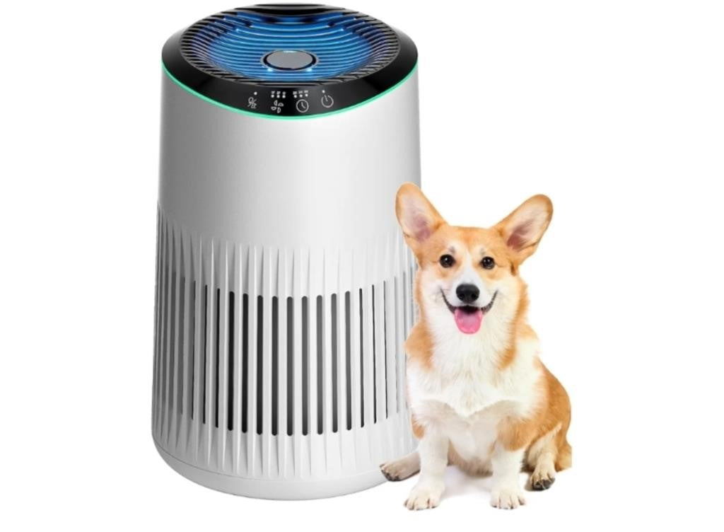 Morento Air Purifiers for Home, Small Air Purifier with Sleep Mode for Bedroom Office, Blue Ambient Light, White,1 Pack+3 Modes, #MR2566