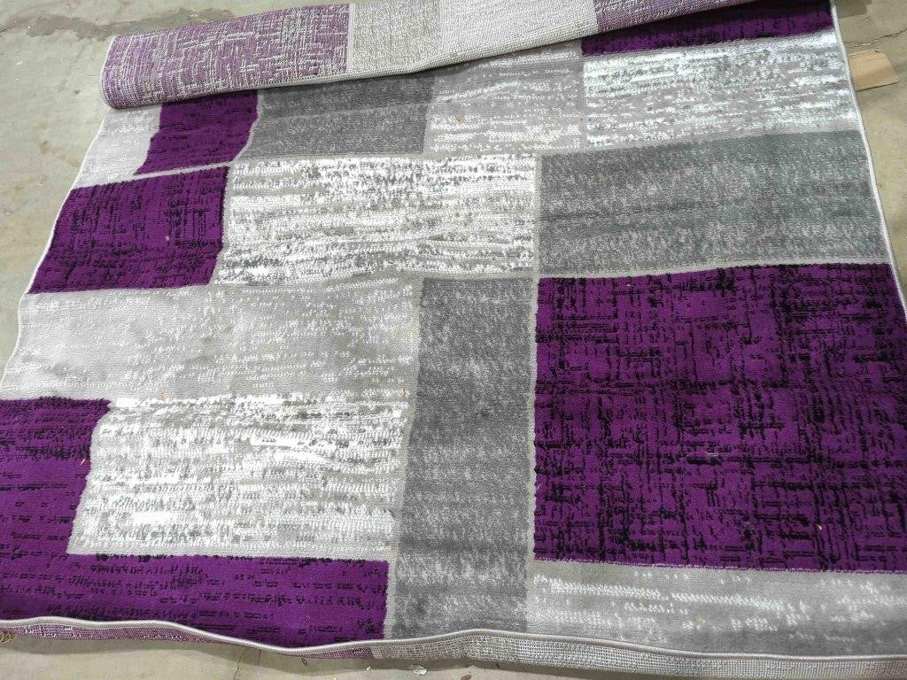 L'Baiet Verena Geometric Area Rug Purple Grey 5' x 7' Medium Area Rugs