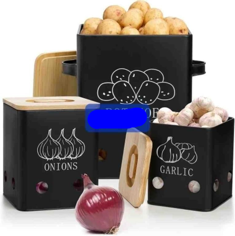 WUWEOT 3 Pack Vegetable Storage Tins,