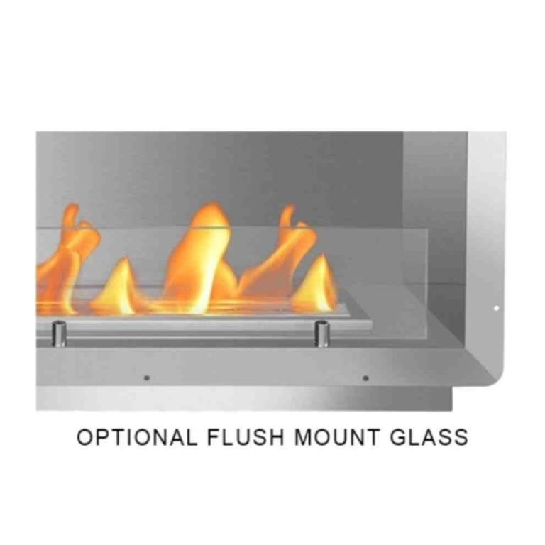 The Bio Flame 38" Firebox SS Black With 16" Burner Flush Mount Glass