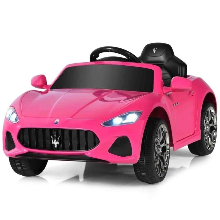 Costway 12V Kids Ride On Car Maserati GranCabrio Licensed with Remote Control and Lights, S502, Pink