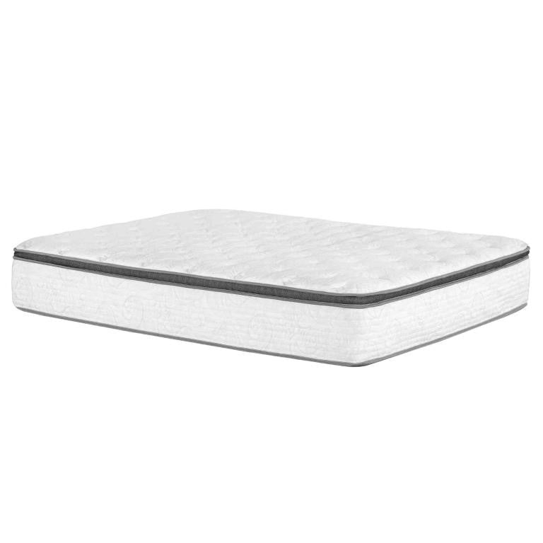 12 Inch Full Size Hybrid Memory Foam Mattress, White/Grey