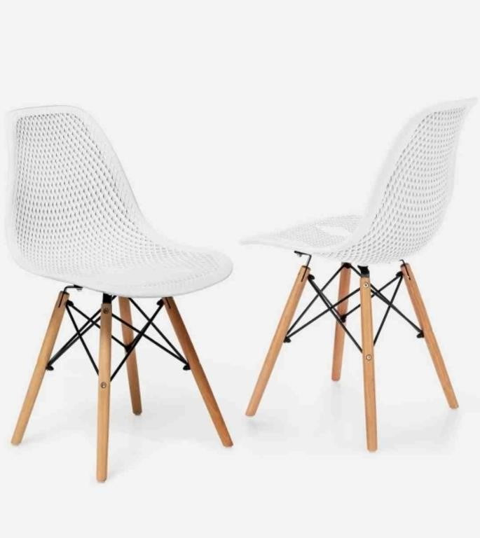 Set of 2 Plastic Hollow Out Chair Mid