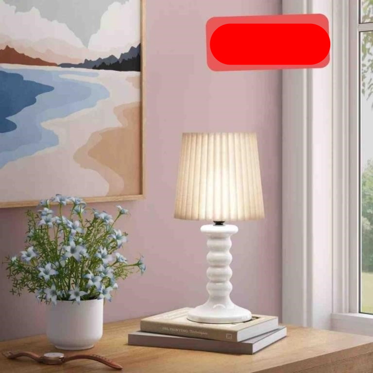 Table Lamp with Pleated Shade White