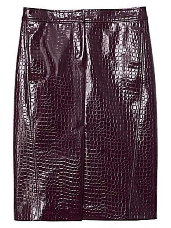 Tibi Women's Croc Embossed Patent Trouser Skirt, P