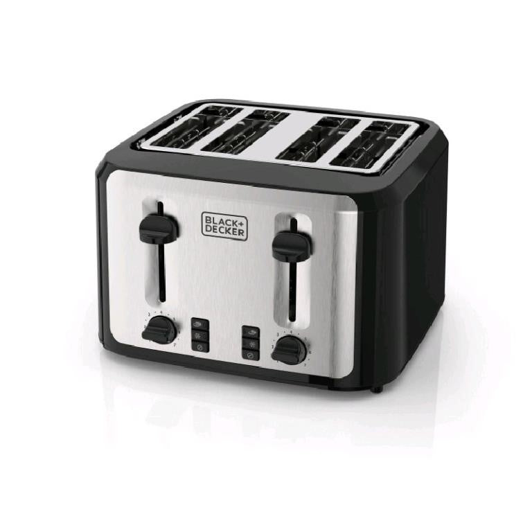 Black+Decker 4-Slice Toaster, Stainless Steel/Black, TR7847-1BDC