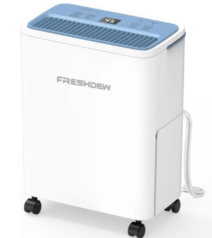 FRESHDEW Dehumidifier, 30 Pints Dehumidifiers for Home, 2000 Sq. Ft Dehumidifiers with Drain Hose, 0.52 Gallon Water Tank, Overflow Protection, 24H Timer