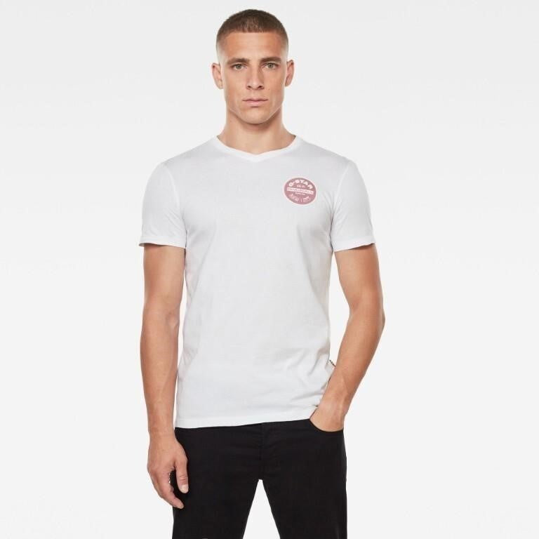 G-Star Men's Originals Logo Slim T-Shirt, White, S
